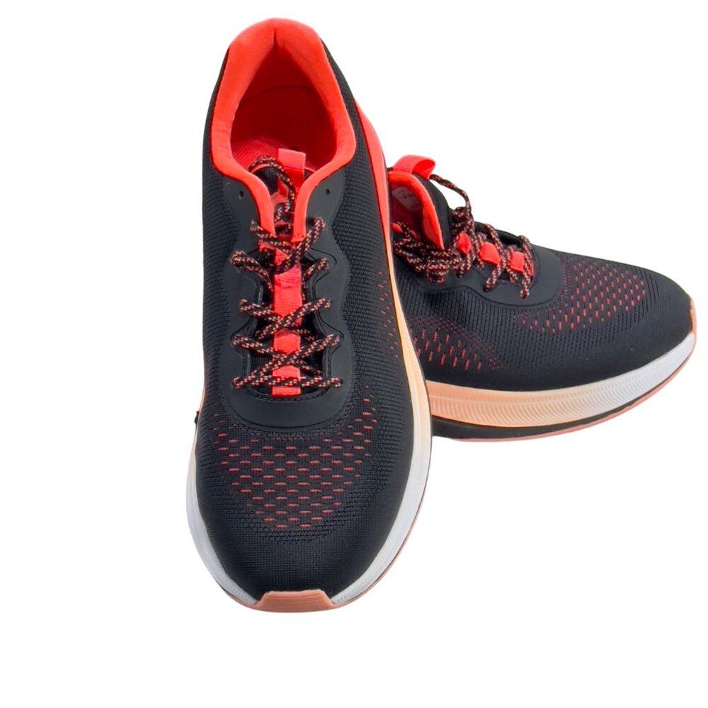 INFINITY Women's Infinite Black/Neon Coral Athletic Lace Up Nursing Shoes Size 8